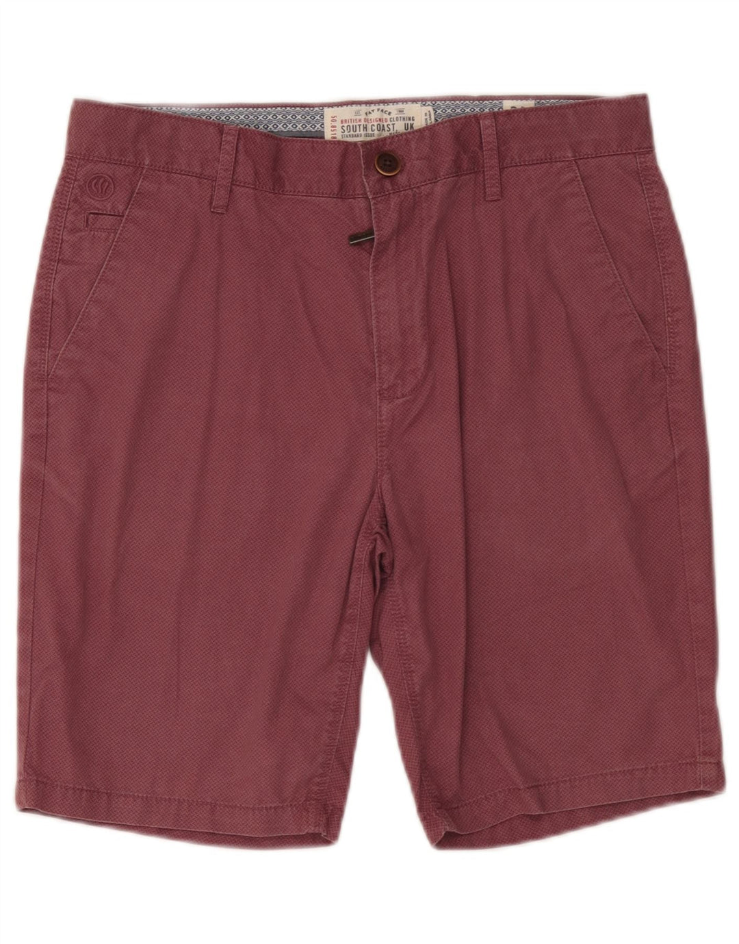 Fat Face Herre Abstrakt Mønster Chino Shorts W32 Medium Bourgogne Bomuld