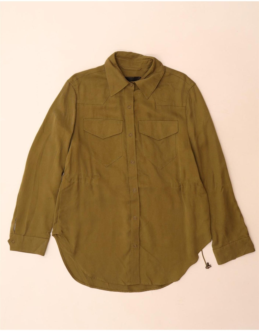 Marks & Spencer Womens Autograph Shirt UK 8 Small Khaki Tencel