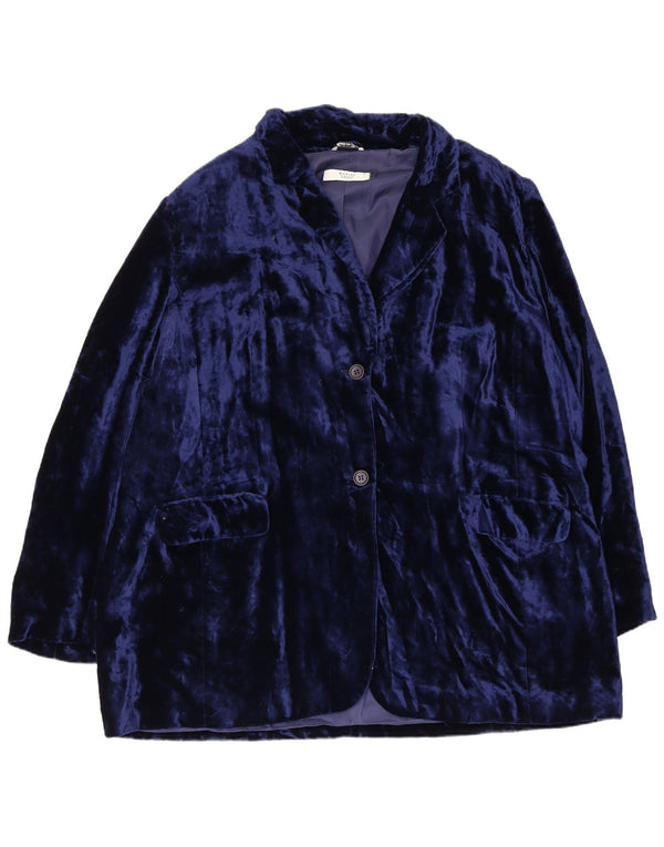 Marina Rinaldi Damen Basic 2-Knopf-Blazer aus Samt, Größe 31, XL, Blau