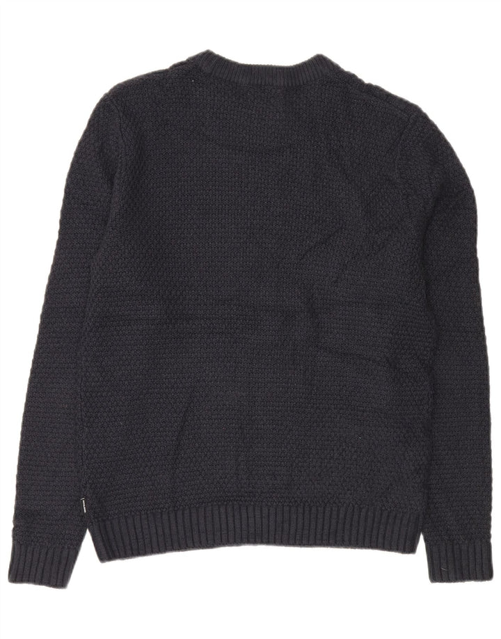 JACK & JONES Mens Crew Neck Jumper Sweater Medium Navy Blue Acrylic