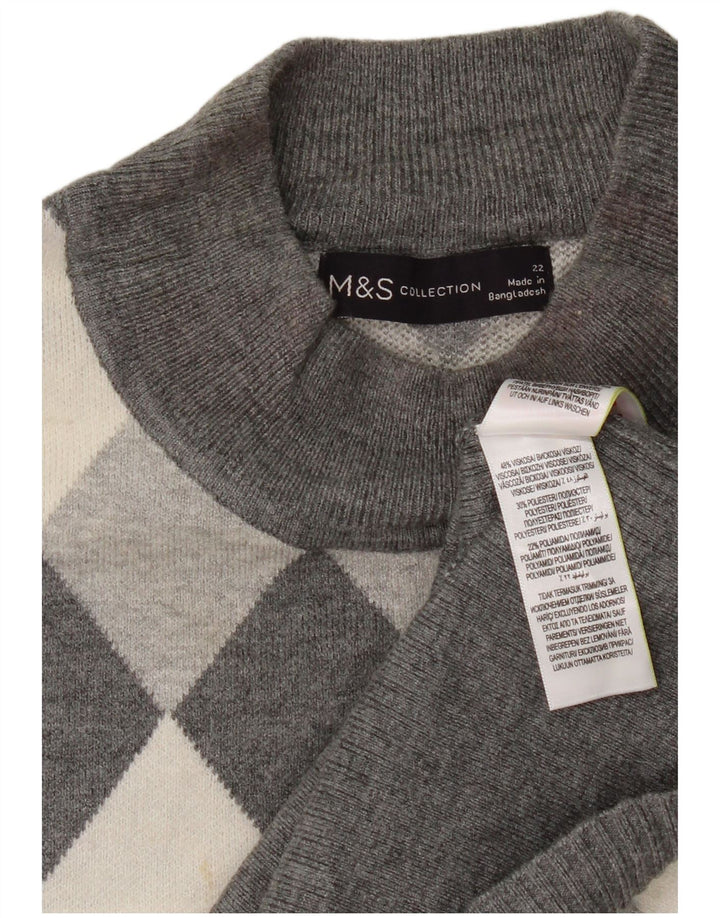 Marks & Spencer Womens Turtle Neck Jumper Sweater UK 22 3XL Grey