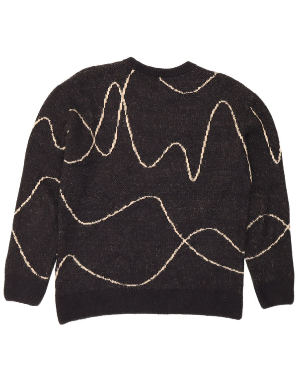 Zara Herren-Pullover mit Rundhalsausschnitt, XL, schwarz gestreift
