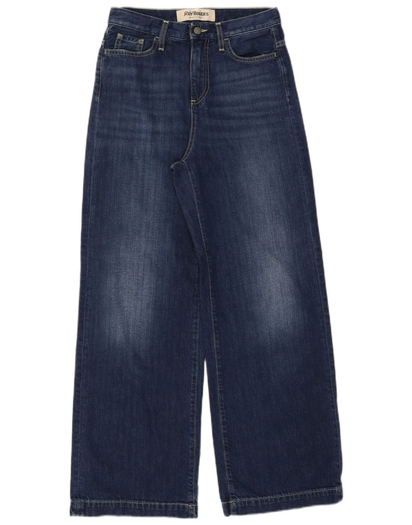 Roy Rogers kvinders højtaljede brede ben jeans W25 L28 blå bomuld