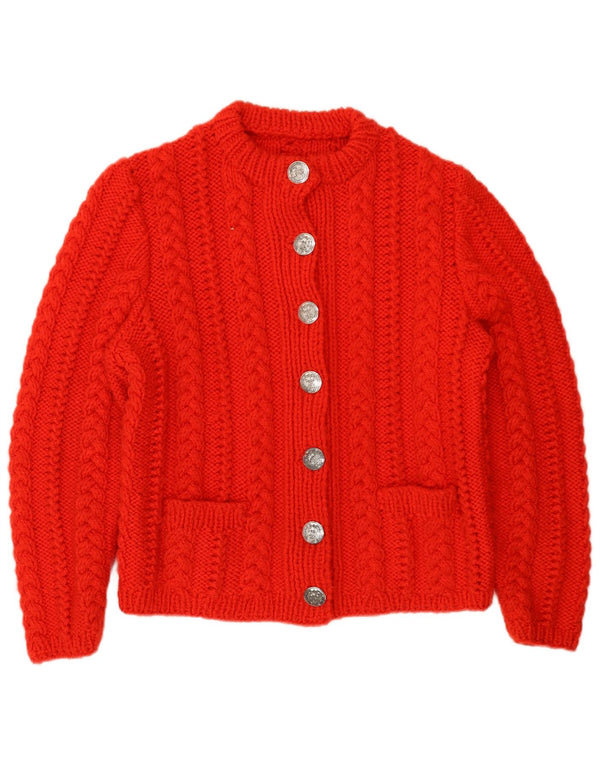 Maglione cardigan da donna vintage UK 14 rosso medio