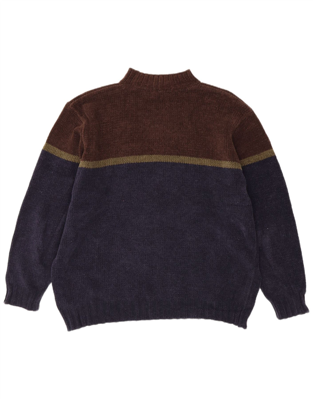 Marks & Spencer Mens Turtle Neck Jumper Sweater XL Navy Blue Colourblock