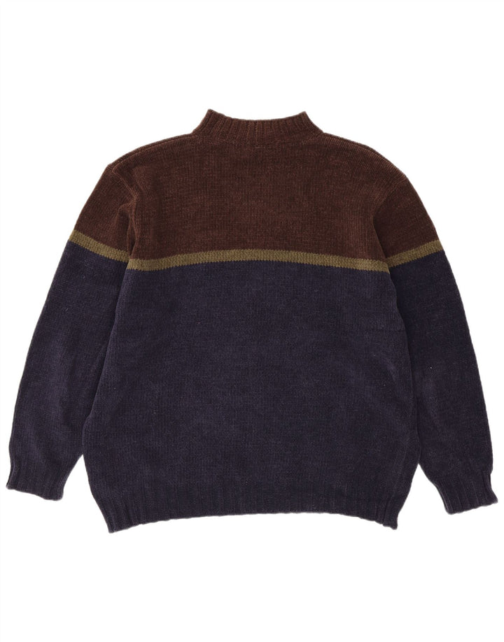 Marks & Spencer Mens Turtle Neck Jumper Sweater XL Navy Blue Colourblock