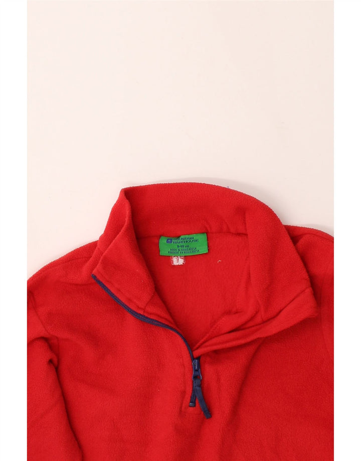 MOUNTAIN WAREHOUSE Boys Zip Neck Fleece Jumper 9-10 Years Red Polyester Vintage Mountain Warehouse and Second-Hand Mountain Warehouse from Messina Hembry 