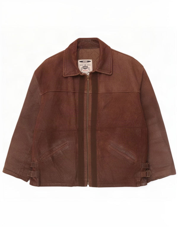 Bayside Chaqueta de cuero para hombre UK 42 XL Marrón