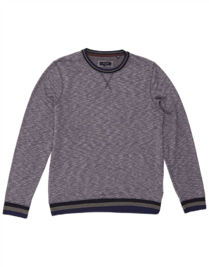 Ted Baker Mens Crew Neck Jumper Sweater Size 3 Medium Blue Flecked
