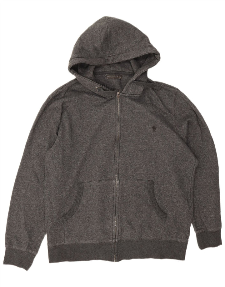 French Connection Mens Zip Hoodie Sweater XL Grey Cotton