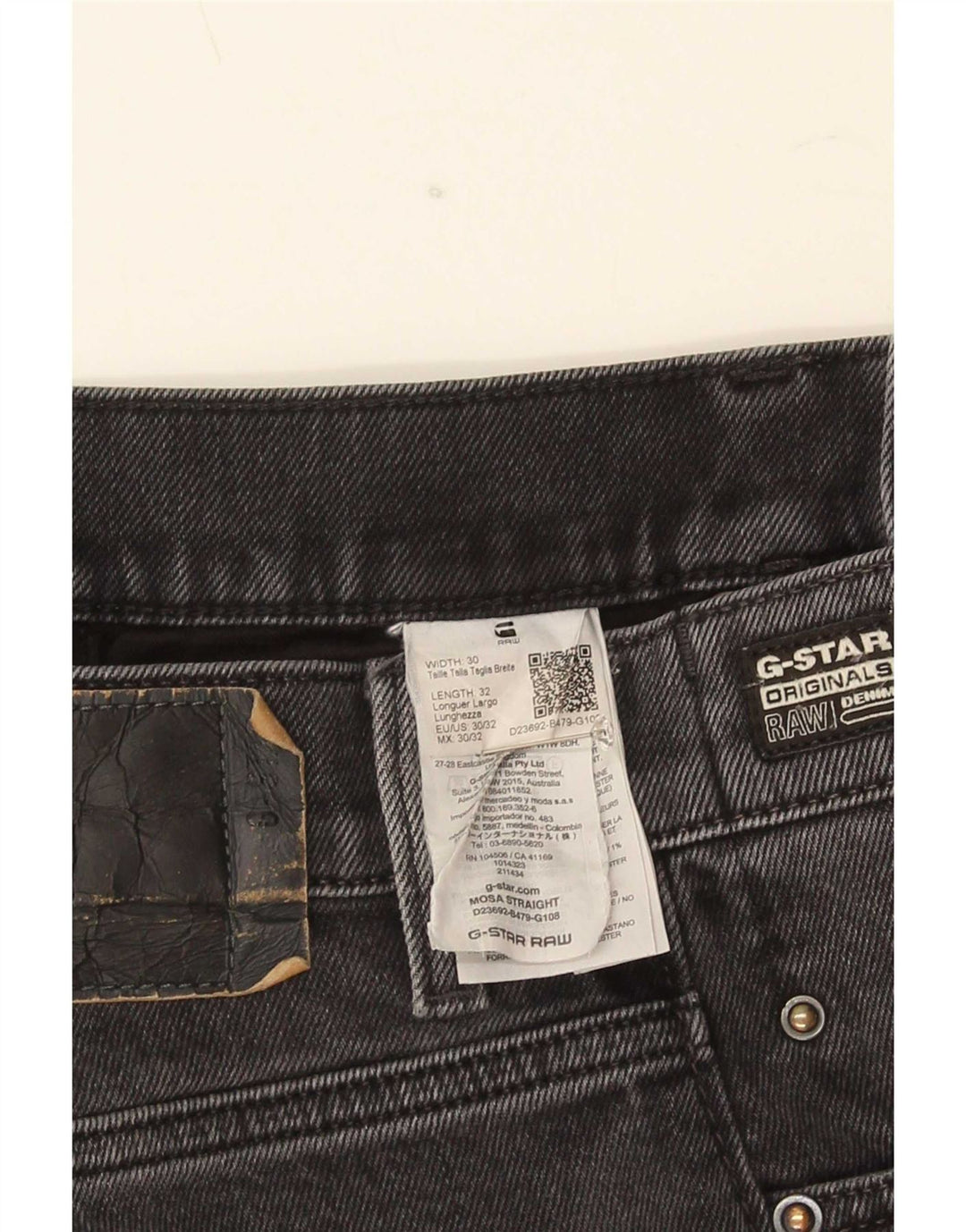 G-Star Straight Jeans til mænd W30 L32 Grå Bomuld