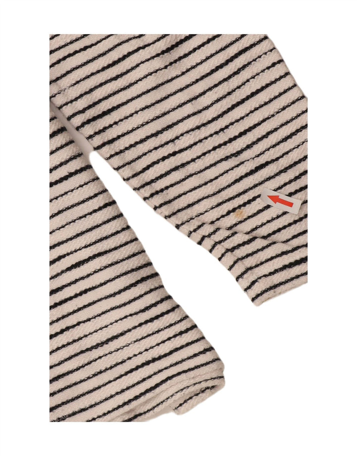Zara Mens Top Long Sleeve Large White Striped Cotton