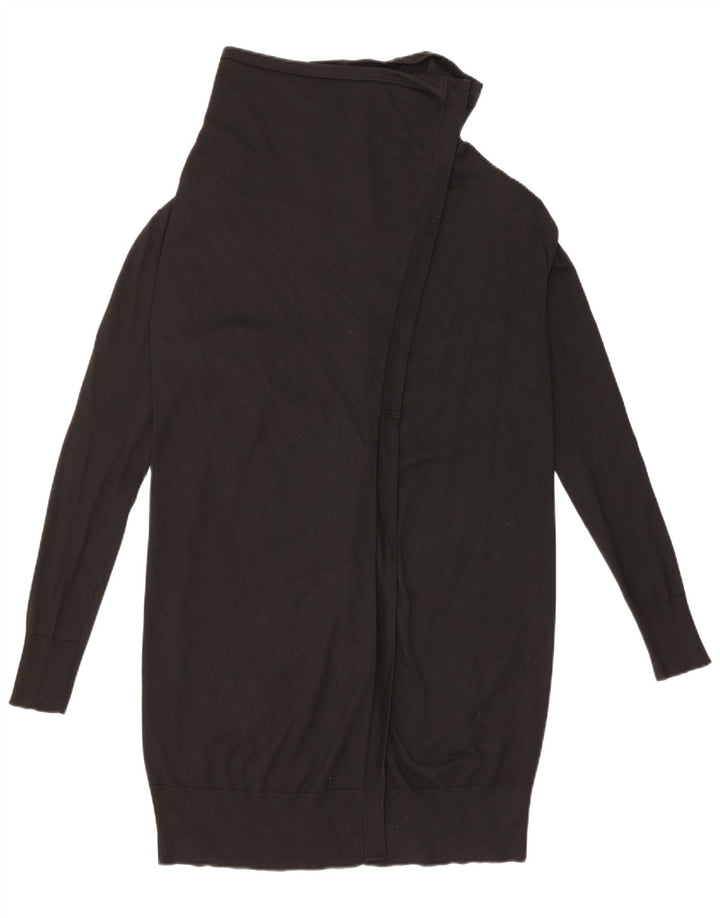 Zara Womens Longline Cardigan Sweater UK 12 Medium Black Viscose