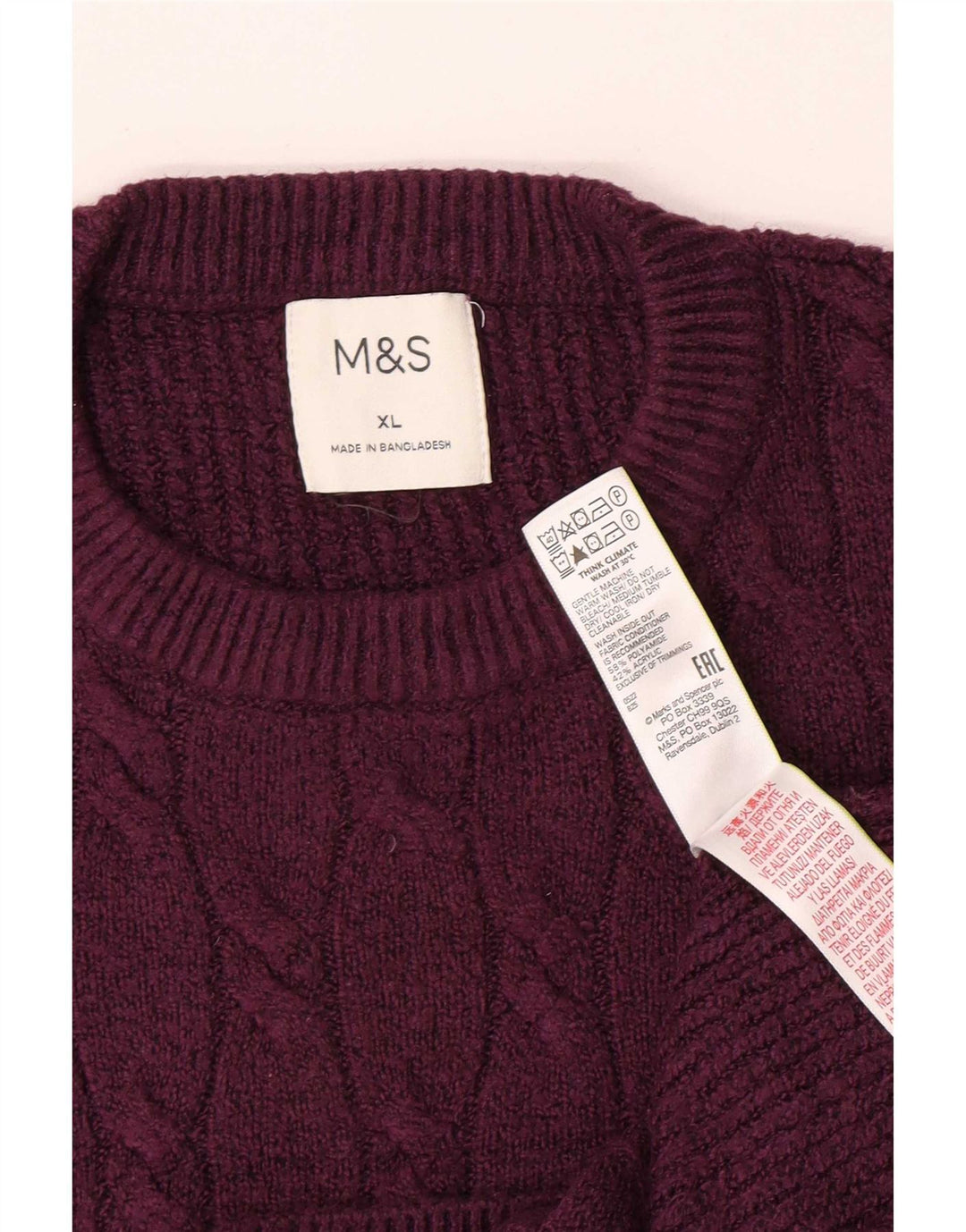 Marks & Spencer Herre sweater med rund hals XL Lilla polyamid