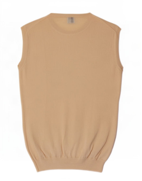 Trussardi Femei Vest Tank Top UK 12 Medium Galben Lână Merinos