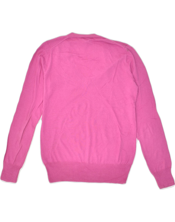 J. CREW Womens Loose Fit V-Neck Jumper Sweater UK 10 Small Pink Cotton | Vintage J. Crew | Thrift | Second-Hand J. Crew | Used Clothing | Messina Hembry 