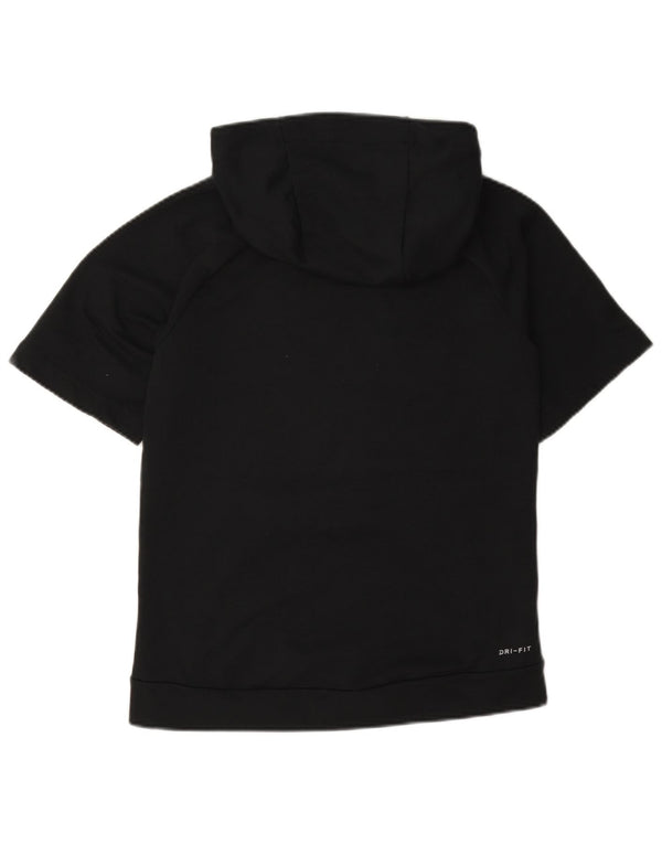 Nike Damen Dri Fit Kurzarm-Hoodie-Pullover UK 14 Large Schwarz Polyester