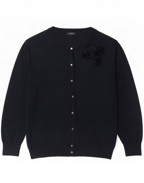 J. Crew Womens 3/4 Sleeve Cardigan Sweater UK 10 Small Navy Blue Classic
