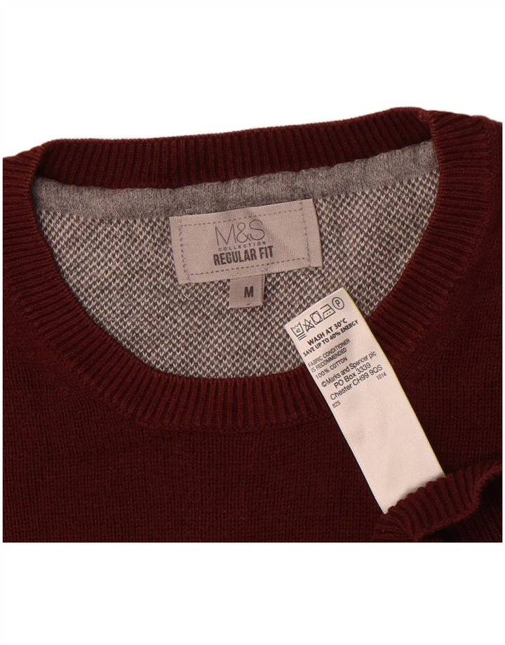 Maglione maglione girocollo da uomo Marks & Spencer vestibilità regolare bordeaux medio