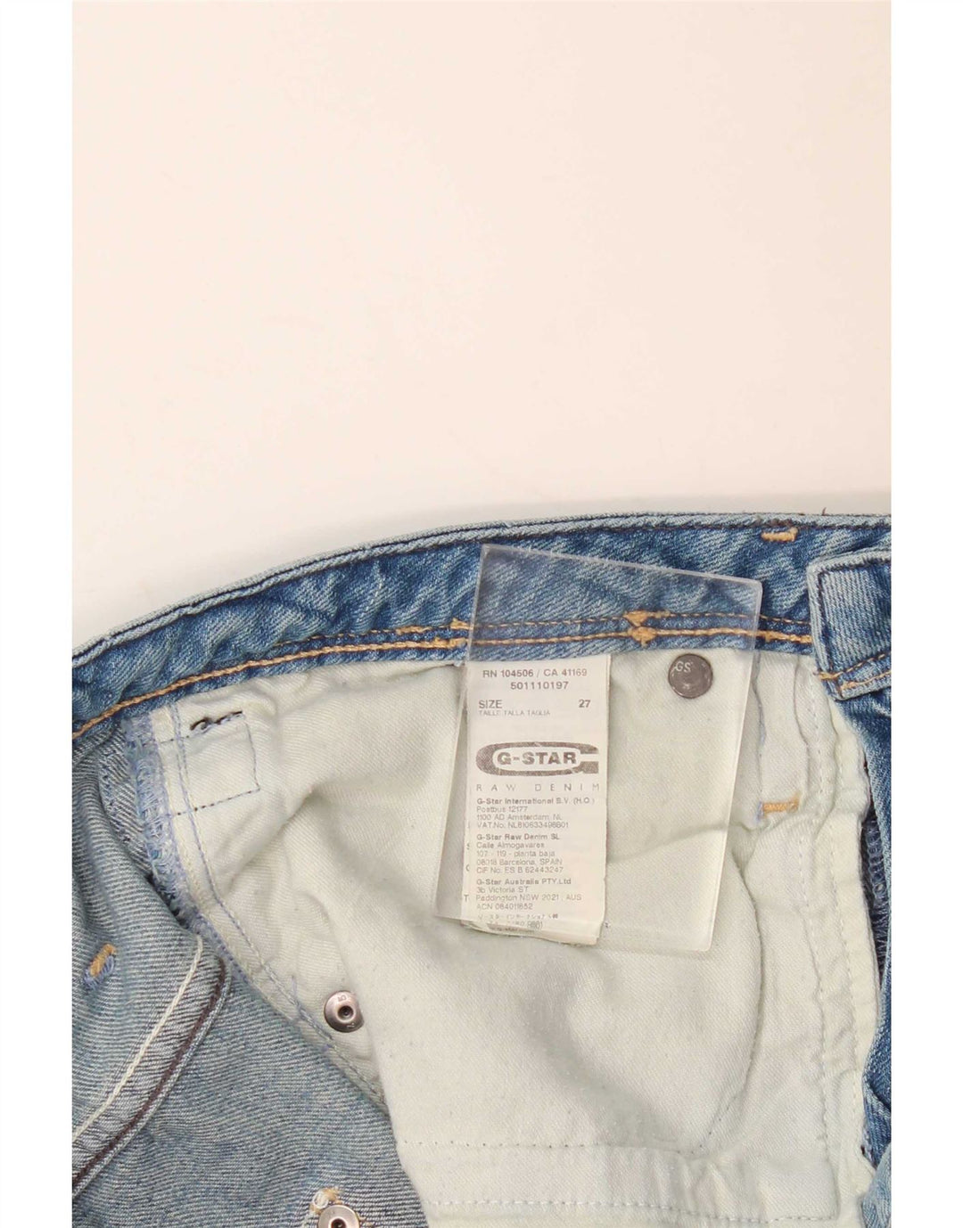 G-Star Womens Distressed Straight Jeans W27 L27 Blue Cotton