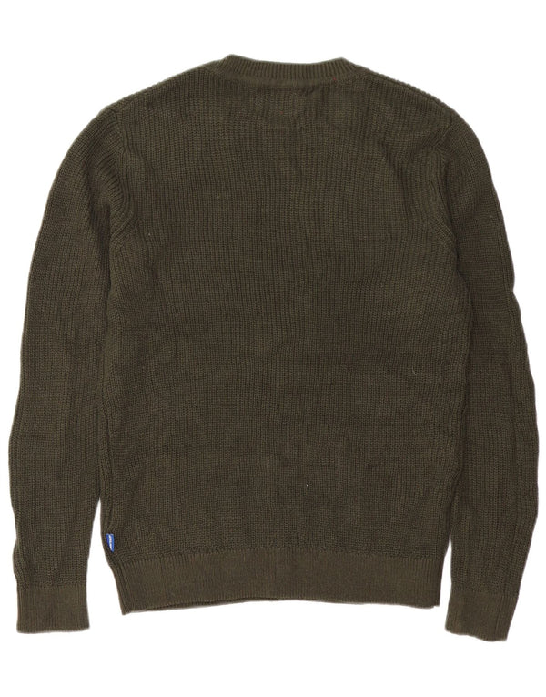 Jack & Jones Mens Crew Neck Jumper Sweater Medium Green Acrylic
