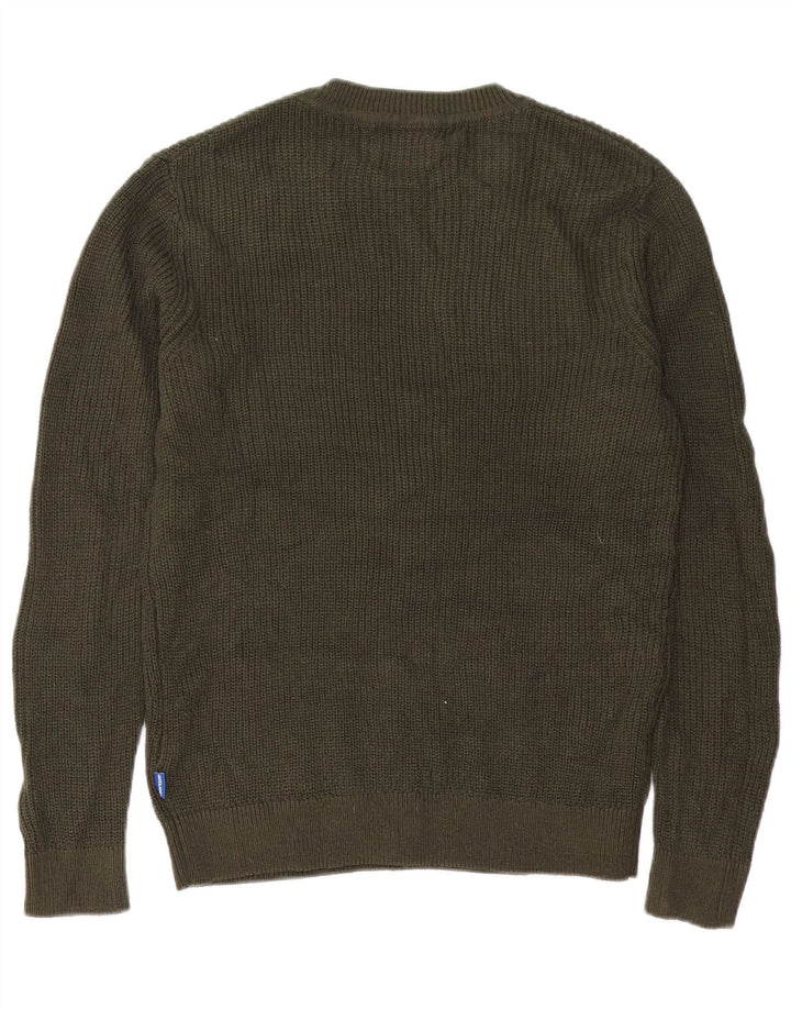 Jack & Jones Mens Crew Neck Jumper Sweater Medium Green Acrylic