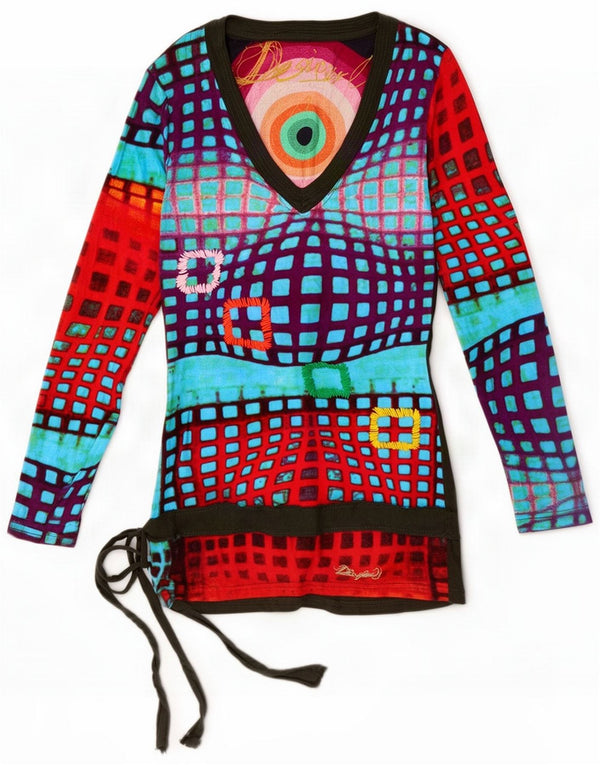 Женский топ с длинным рукавом Desigual с рисунком UK 4 XS Разноцветный геометрический
