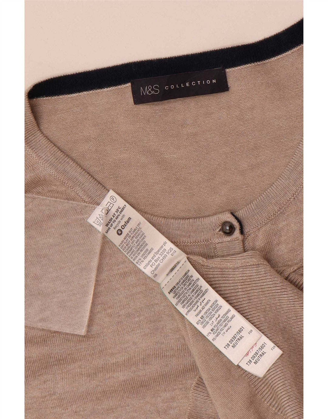Marks & Spencer Womens Cardigan Sweater UK 16 Large Beige Viscose