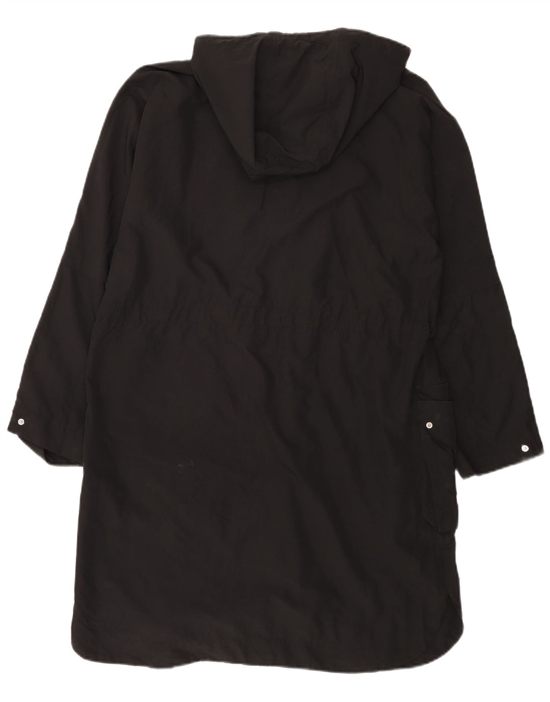 Zara Dame Hætte Loose Fit Regnfrakke UK 14 Medium Sort Polyester