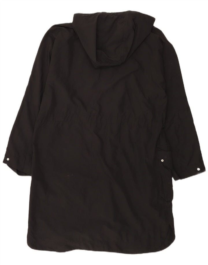 Zara Dame Hætte Loose Fit Regnfrakke UK 14 Medium Sort Polyester