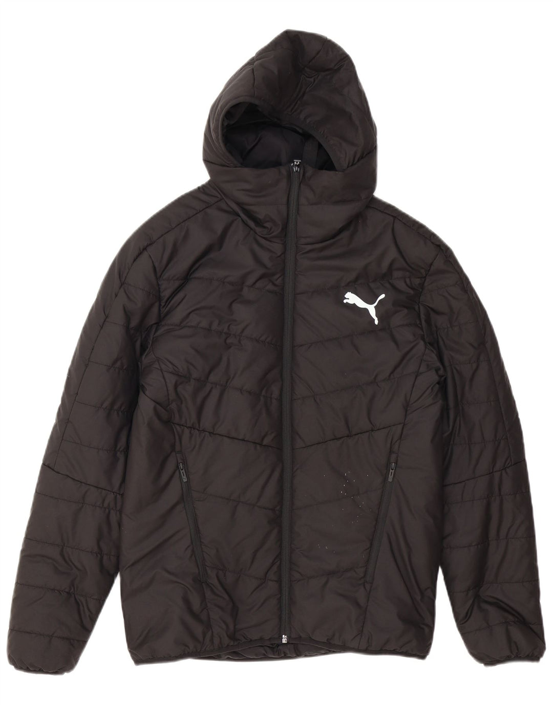 Puma Mens Graphic Hooded Padded Jacket UK 36 Small Black Polyester