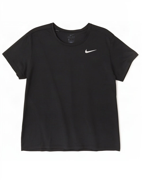 Nike Damen Dri Fit T-Shirt Top UK 14 Large Schwarz Polyester