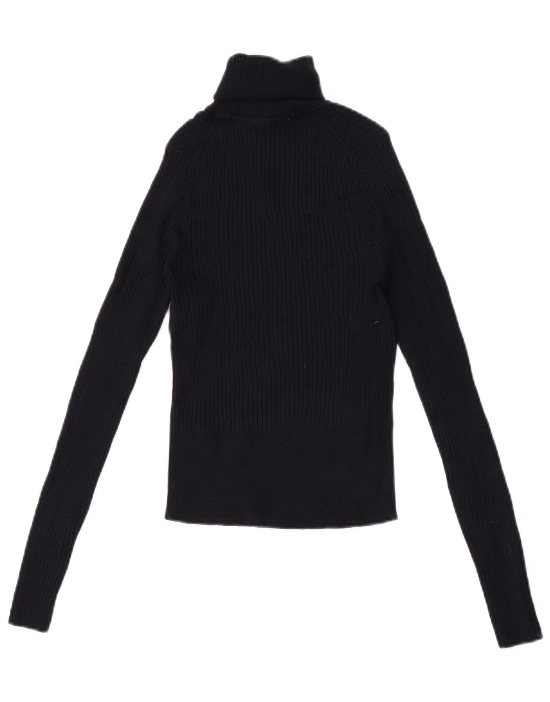 Zara Womens Crop Top Long Sleeve UK 12 Medium Navy Blue Viscose