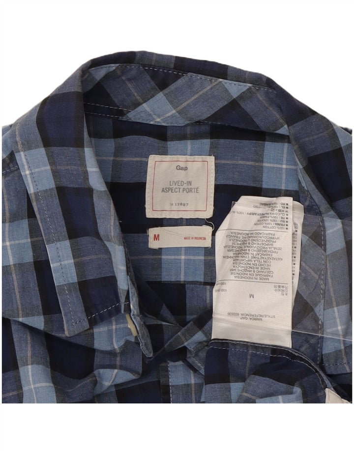 GAP Herren-Hemd aus mittelblauer Baumwolle mit Karomuster in Marineblau