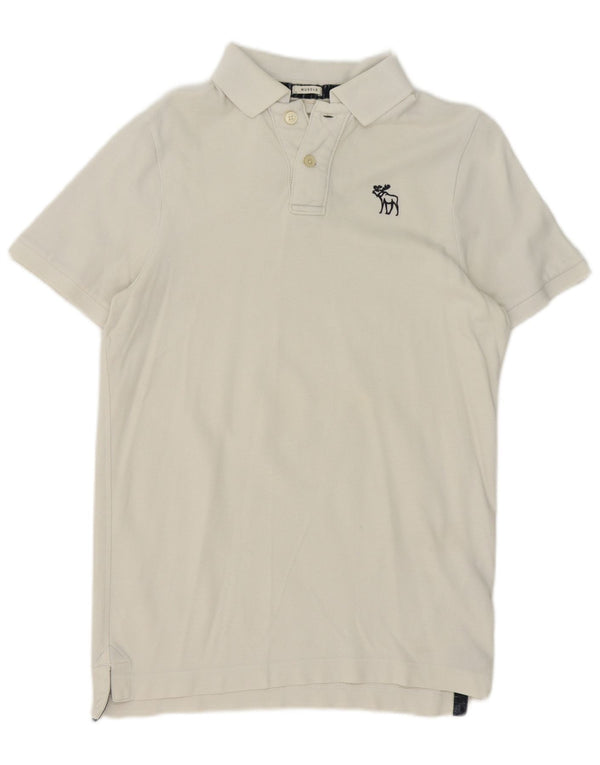 Abercrombie & Fitch Muscle Polo Shirt til mænd Medium hvid bomuld