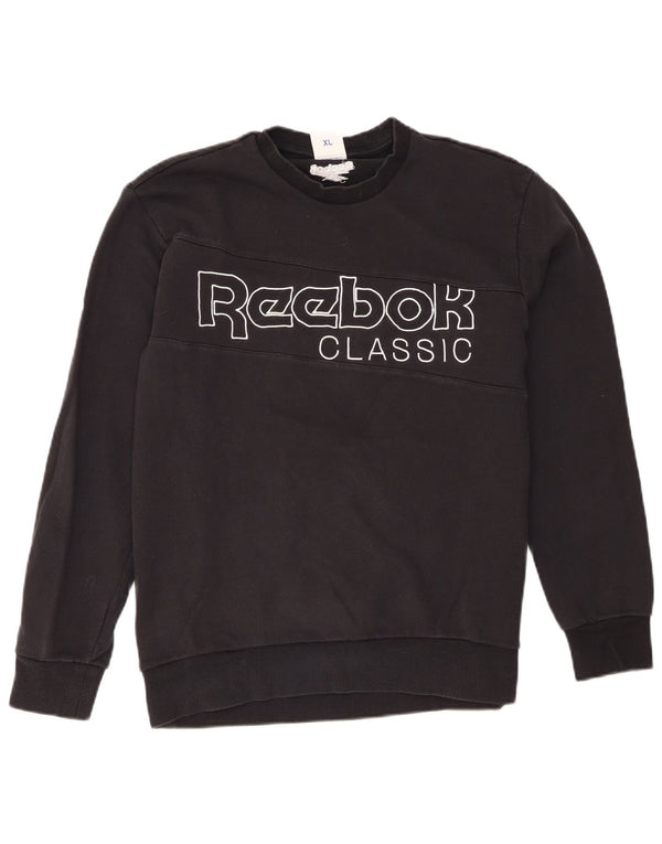 Reebok Damen Classic Graphic Sweatshirt Pullover UK 18 XL Schwarz Baumwolle