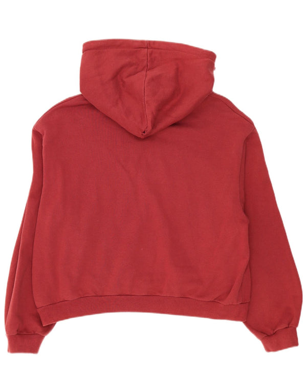 Pull & Bear, maglione con cappuccio grafico oversize da donna, taglia UK 14, rosso medio