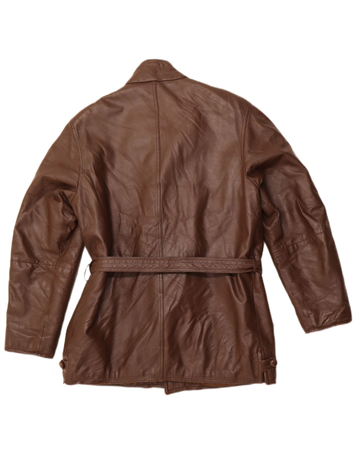VINTAGE Mens Leather Jacket IT 50 Large Brown Leather