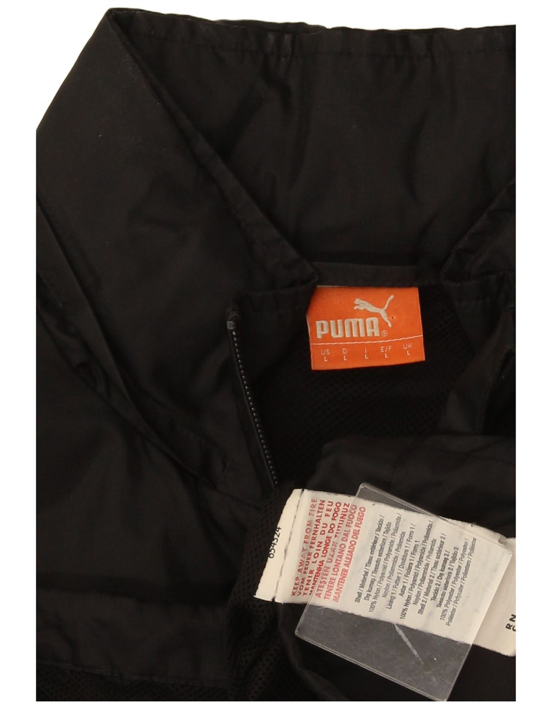 Puma Mens Tracksuit Top Jacket Large Black Nylon