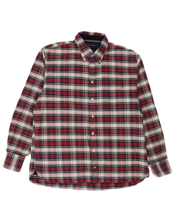 Tommy Hilfiger Herre Custom Fit skjorte XL flerfarvet ternet bomuld