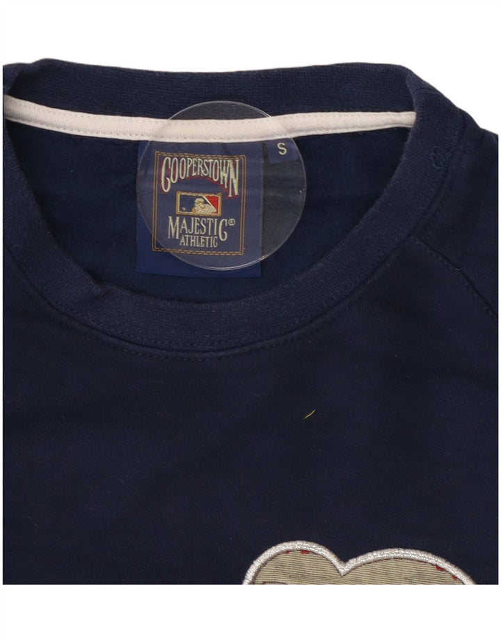Majestic Womens Graphic Sweatshirt Jumper UK 10 Small Navy Blue