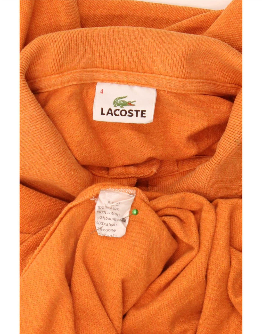 Lacoste Mens Long Sleeve Polo Shirt Size 4 Medium Orange Cotton