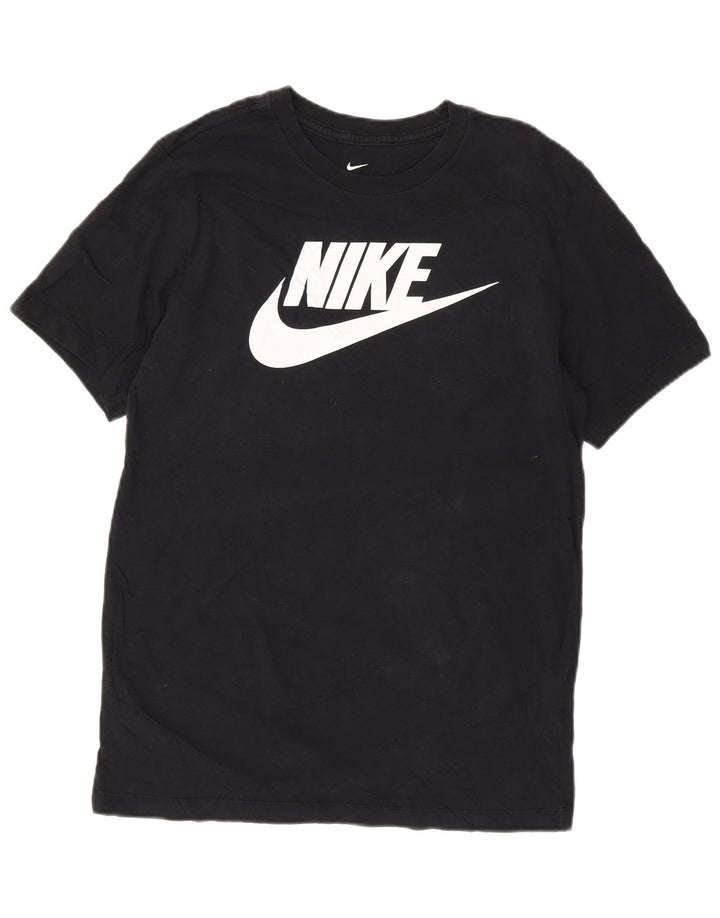 NIKE Mens Graphic T-Shirt Top Medium Black Cotton