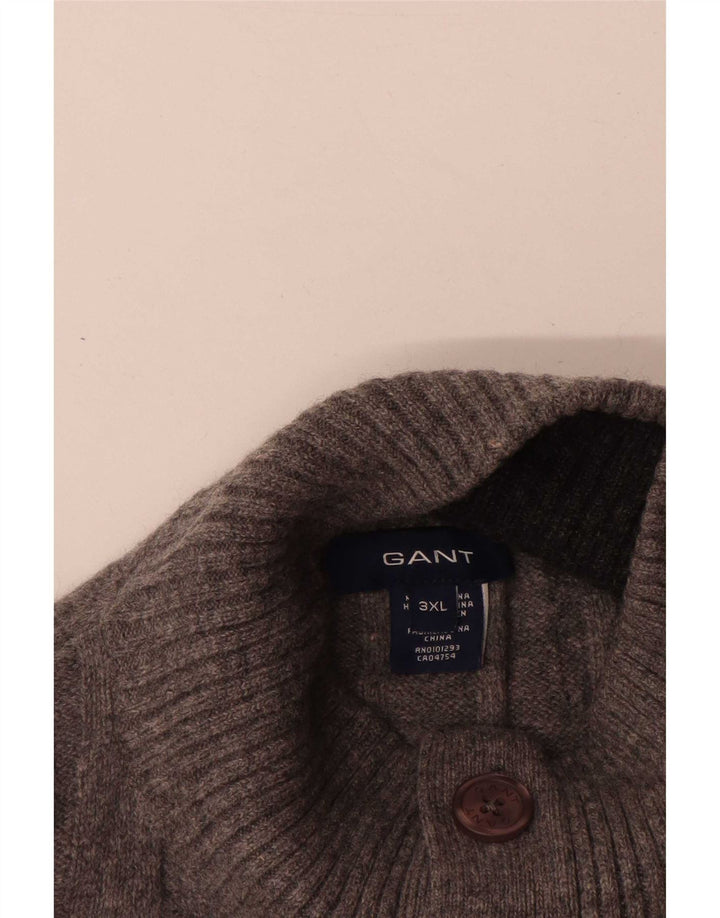 Gant férfi gombos nyakú pulóver 3XL szürke báránygyapjú