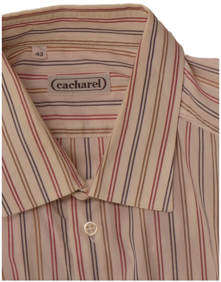 CACHAREL Mens Shirt Size 43 XL Off White Pinstripe