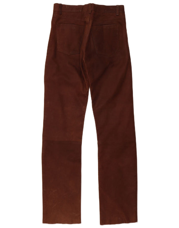 ENJOY Mens Leather Trousers W30 L34 Brown