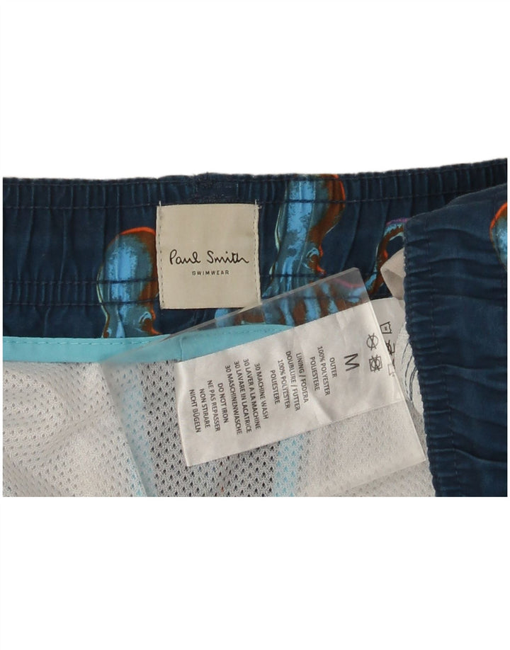 Paul Smith Herren-Badeshorts mit abstraktem Muster, mittelblaues Polyester