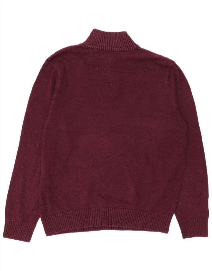 DOCKERS Mens Zip Neck Jumper Sweater Large Burgundy