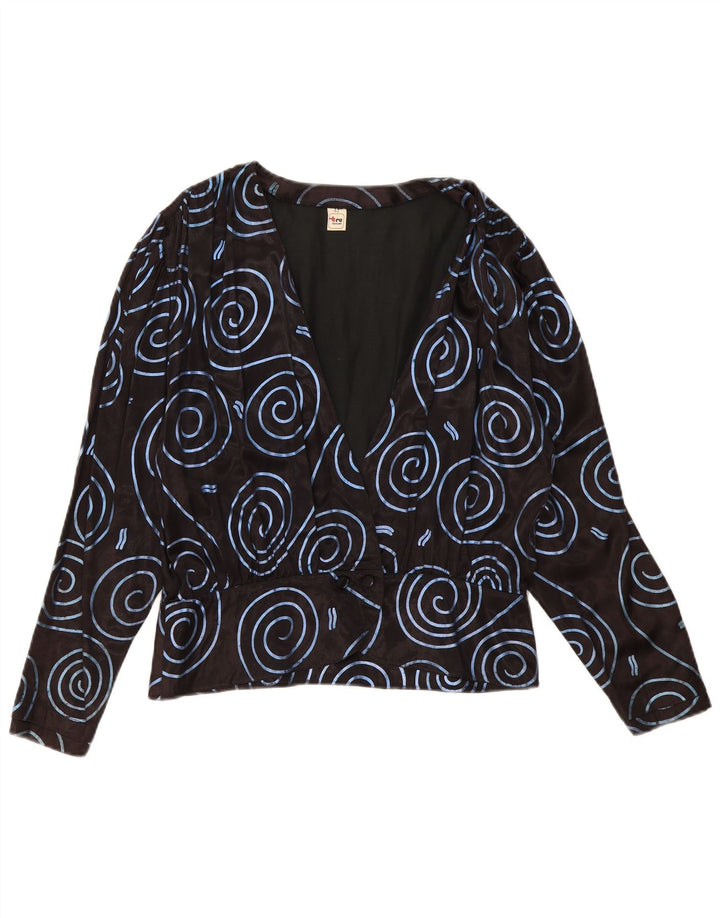 TRU Womens Abstract Pattern Shirt Blouse IT 42 Medium Black
