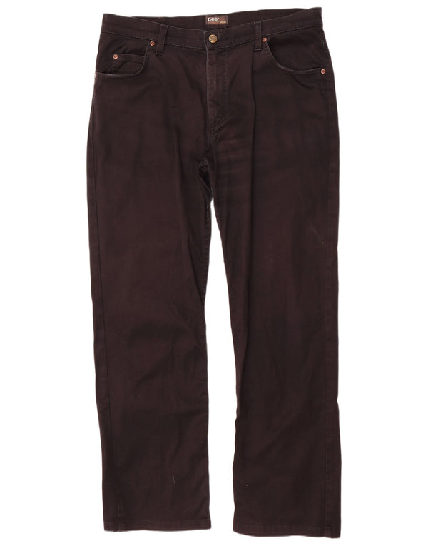 Lee Mens Brooklyn calças casuais retas W36 L31 algodão preto